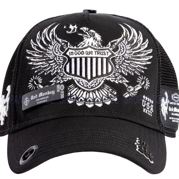 Red Monkey Americana Black RM1465 New Limited Edition Unisex Trucker Hat Cap - Picture 1 of 7
